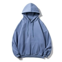 Labakihah Hoodies za muškarce muške casual čvrstih spuštenih rukava na ramenu džepove džepova dukseva