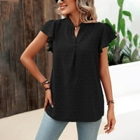 Ženski casual vrhovi za žene srednje kratki rukav šifon bluza Swiss Dot bluza Slatka bluze V WALL CALT