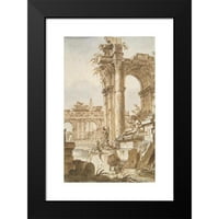 Giovanni Paolo Panini Black Moderni uokvireni muzej Art Print pod nazivom - Roman Capriccio