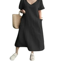 Žene Labave haljine plus veličine Ljeto kratkih rukava Baggy Seunders sa džepovima Prevelike haljine