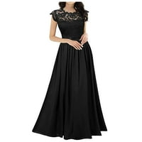 Haljina za žene Crewneck Haljina večernja haljina čipkana haljina crna protočna haljina djeveruše haljine