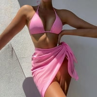 Žene bikini set tiskane bez rukava tri plaže Nose vruće kupaće kostime Bikini set