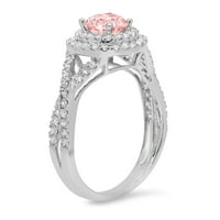 1.3ct okrugli rez ružičasti simulirani dijamant 18k bijelo zlato ugraviranje izjava bridalna godišnjica