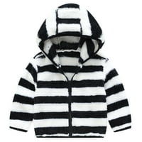 Toddler Baby Boys Jakne Striped tiskani zimski rukav zimski modni modni topljivi vrhovi kapuljača za