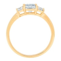 1. CT sjajan princezov rez simulirani plavi dijamant 14k žuto zlato tromjesečni prsten sz 9.25