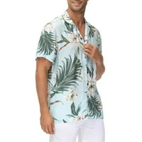 Strungten Hawaiian majica za muškarce, muške vintage gumb dole košulje za kuglanje Skraćeno rukav Summer Majica na plaži Muške haljine