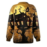 Royallove ženski povremeni modni dugi rukav Halloween Print Prevelici Zip Dukserirt Vrh