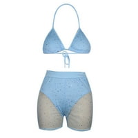 Tankini kupaći odijela za žene Ženske mrežice Skraćenice Bikini Push pad kupaći kostimi kupaći odjeća za plažu set svijetlo plava + xxl