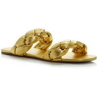 Miu Womens Zlatni pleteni kožni sanduk sa sandalama