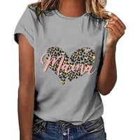 USMIXI ženski vrhovi Dressy Casual Ljeto Crewneck Leopard Heart Print Tees Leopard Heart Print Mahune Vintage Labavi fit lagani majčinski dnevni pulover Bluze Grey XXL Clearence ispod 5 USD