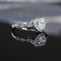 Keusn Bright Love Circon Ring Okrugli bijeli kameni nakit Modni nakit angažirani prsten W