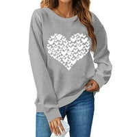 Olyvenn Save Big Dame Fashion Pulover Tops Love Heart Print Crew Crt Spring Trendy Comfy Valentinovo