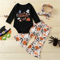 Rovga Girls Outfit Set Odjeća Kids Boys Outfit Pumpkin Prints Dugi rukavi ROMPER BELL donje hlače Podesite