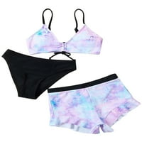 7-13T Djevojka kupaći kostim Tie-Dye Bikini kupaći kupaći kostim s kratkim upff 50+