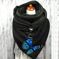 CPTFADH Žene Butterfly Print Pamuk Zima Warm Gumb Up Scarf