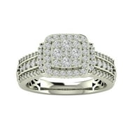 Araiya 10k bijeli zlatni dijamantski halo Cluster prsten, veličina 10
