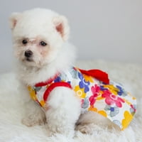 Cvjetni print kućnih ljubimaca sa bowknot dekor Ljeto Noseleg za odmor bez rukava za male srednje pse