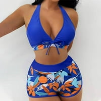 Bićirsell gudački bikini donje rublje za žene modni cvjetni print Halter Split kupaći kostim bikini