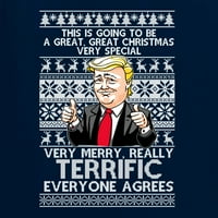 Divlji Bobby Great Faurtific Božić smiješan Donald Trump Politička žena Junior Fit V-izrez Tee, mornarice,