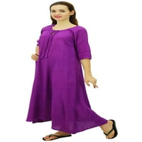 Bimba Womens Rayon ljubičasta noćna rukava duga maxi noćna haljina-10