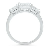 4. CT sjajan kvadrat smaragd Clear Simulirani dijamant 18k bijelo zlato Trobotan prsten SZ 7.25