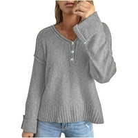 Homodles Ženski džemper s dugim rukavima - Ležerne jedinice u boji siva Veličina XL