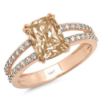 3.96ct rez smeđim šampanjcima simulirani dijamant 14k ružičasti ružičasti zlato graviranje izjava godišnjica