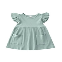 TheFound Kids Baby Girls Organic Pamuk Ruffled rukava Tunika haljina Swing Leasus sandress party princeze