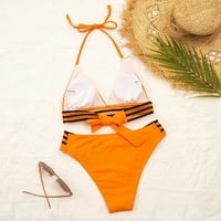 Novo kupaći kostim Europa i Amerika Čvrsta boja Split bikini viseći vrat čipka u podizanju Split kupaći