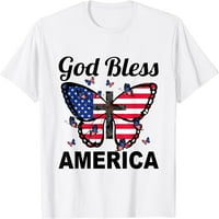 Žene Bože blagoslovi Amerika Leptir 4. jula Isus Christian Majica Graphics Casual Crew Crt majice Bijeli