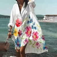 Ženska cvjetna print rukava A-line haljine za odmor na plaži Boho haljine pokloni na klirensu ružičaste