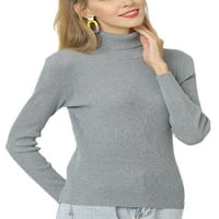 Abtel Women Knit vrhovi pletena tunika bluza Slim Fit Jumper Top Dame pletiva Radni pulover sivo 5xl