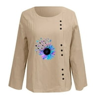Ženska majica modne bluze Top dandelion Print Crew Crt Crt Dugi rukav pamuk labavo Postavljanje casual