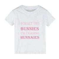 T-majica za djevojčice Toddlera vrhova kratkih rukava ljetna boja solid cool chasings Hunnies Print
