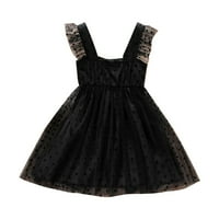 Ljetna crna princeza haljina čipkasti šivanje suspender princeze haljina polka dot djevojke odijevaju