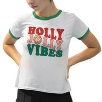 Holly Jolly Vibes zvonar TEE majica unise X-Veliki bijeli Kelly Green