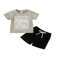 Baby Boys Ljetni setovi odjeće, slova kratkih rukava Ispis majica majice + elastične šarke za struk