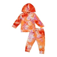 Dojenčad Toddler Tie-Dye Print s dugim rukavima Prednji džepovi Hoodie Hlačevi su postavljeni 1- godina