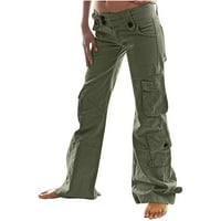 Brglopf teretni pantalone za žene s malim strukom ravne hlače na širokim nogama casual baggy hlače bojnicama
