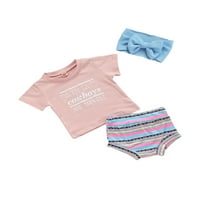 Jaweiw Baby Girls ljetni set odjeće, slovo Ispis majica kratkih rukava + tiskane kratke hlače + poklopac