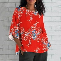 Cvjetni print tunički prevelizirani obični fit bluze životinjski uzorak tees labave casual osnovne košulje