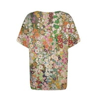 Ljetni vrhovi cvjetni vrhovi za žene, žensko dugme dolje modne bluza s kratkim rukavima