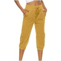 Ženske vučne struke hlače s elastičnim šarkim hlače sa džepom ljetne modne hlače za dame labave hlače