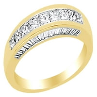 1. CT Princess Cut bijeli prirodni dijamantski godišnjički prsten u 14K žuti zlatni prsten - 4.5