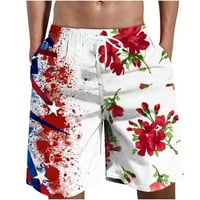 Datne kratke hlače za muškarce opuštena fit star star striptized zastava cvjetni ispis patchwork casual