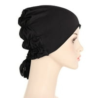 Hat Womens Reverzibilni podesivi pletenica pletenica muslimanske ruffle rak Beanie omotač kapa za spavanje