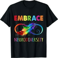 Prigrli neurodiverznost Rainbow Infinity featerska autizma Majica za muškarce Žene Crne tee vrhove