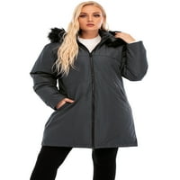 Zimski kaput sa dugim kapuljačom za žene vjetrootporni jaknu s toplom krznenom kapuljaču ženske žene