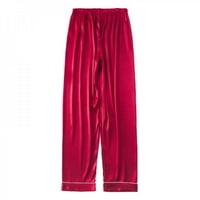 Muške hlače Nove pune boje svilene pantalone Casual Pajamas Loose Home Nosite crveni 3xl