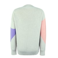 Džemper s dugim rukavima u boji za žene posadni vrat casual pulover